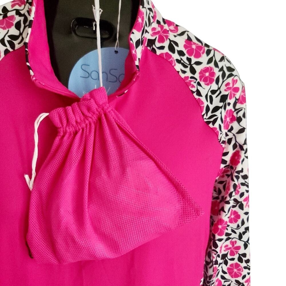 SAN SOLEIL Golf Dress with shorts Medium Pink Floral 1/4 Zip UPV 50 NWT $139 - Picture 6 of 13
